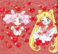 Moon and Chibi-moon and hearts